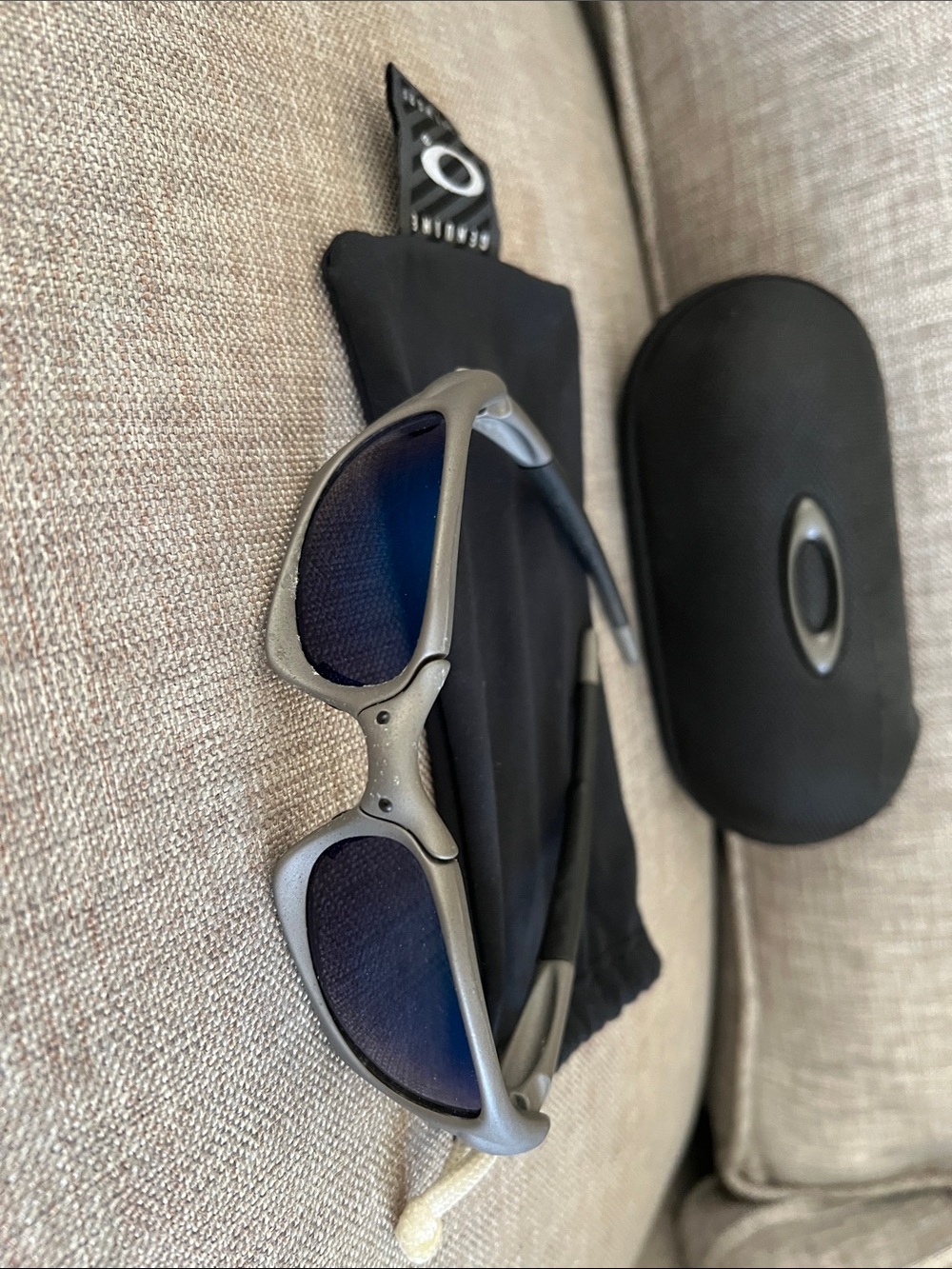 Oakley Mag Switch Men’s Matte Silver Frame with Blue Lenses Swim Sunglasses